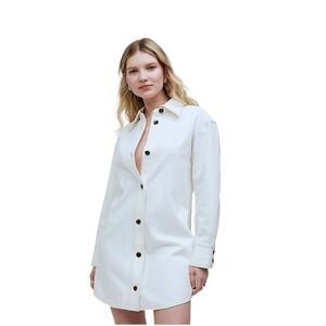 MADEWELL Cotton Button-Front‎ Shirtdress Long Sleeve White Mini Dress Size M